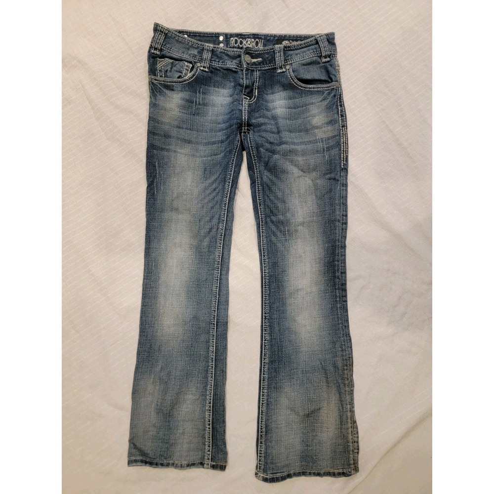 Rock & Roll Cowgirl jeans Original Low Rise embellished thick stitch Womens‎ 28